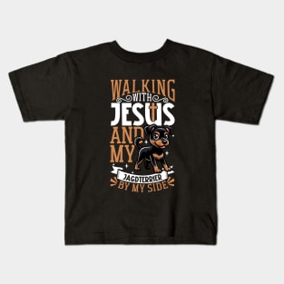 Jesus and dog - German Jagdterrier Kids T-Shirt